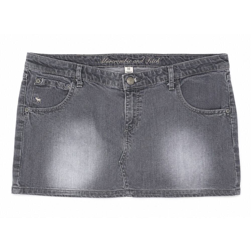 Vintage Y2K Abercrombie & Fitch Gray Denim Mini Skirt Size 10